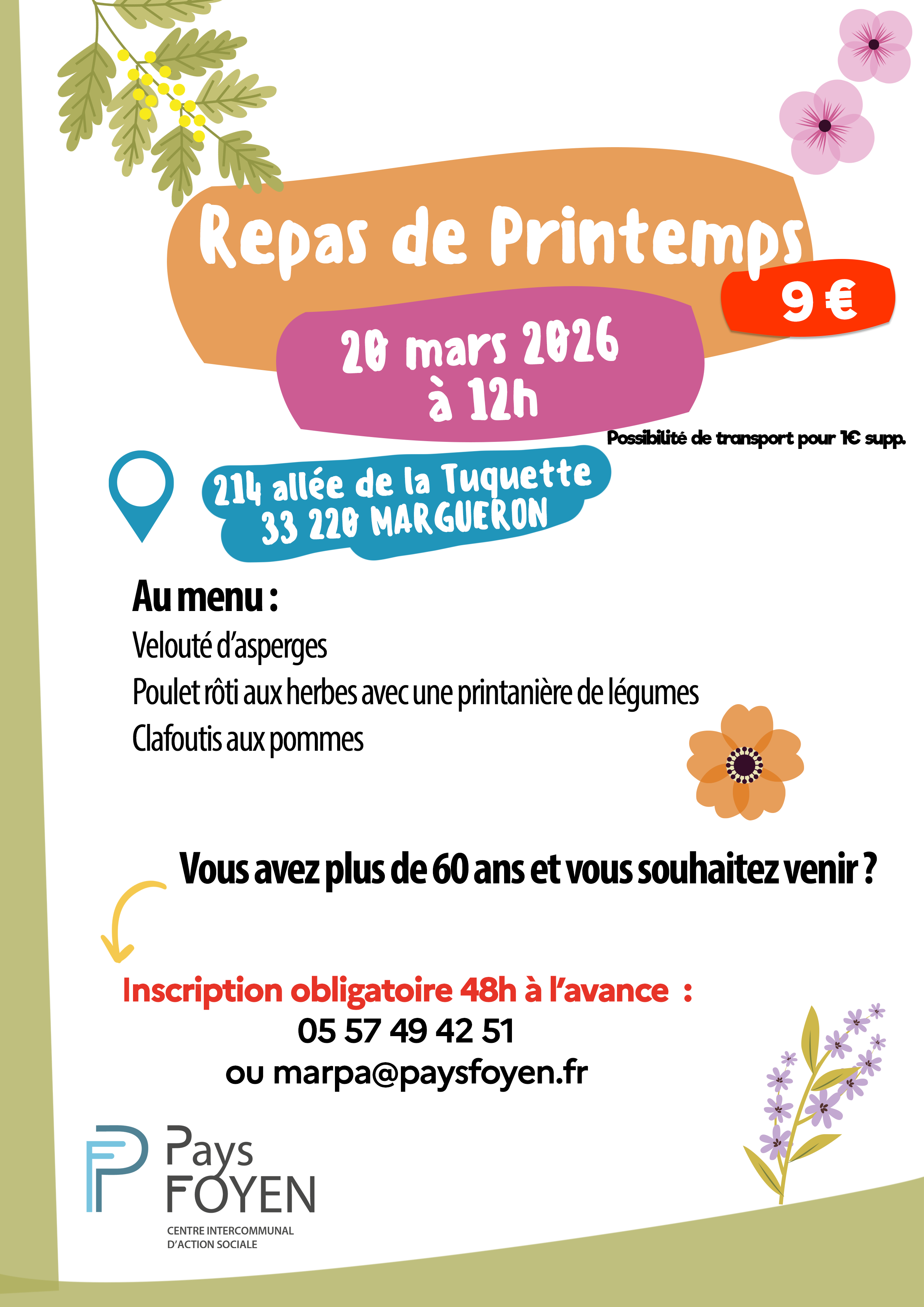 Affiche pour les repas de la MARPA