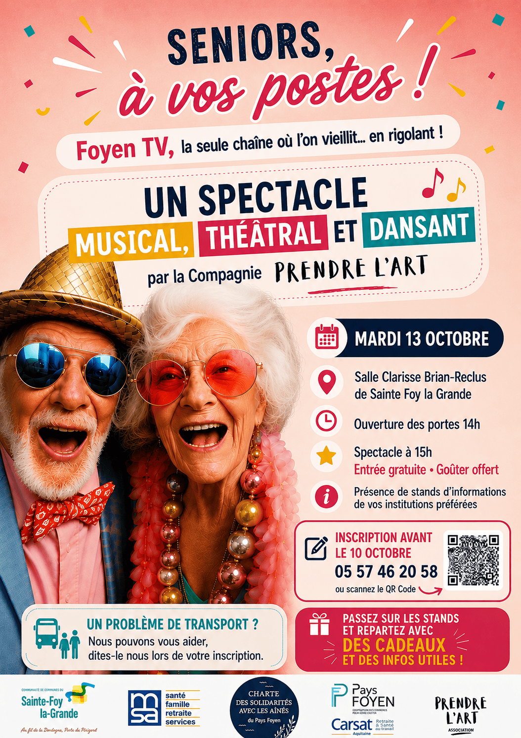 affiche avec couple de seniors en train de rire