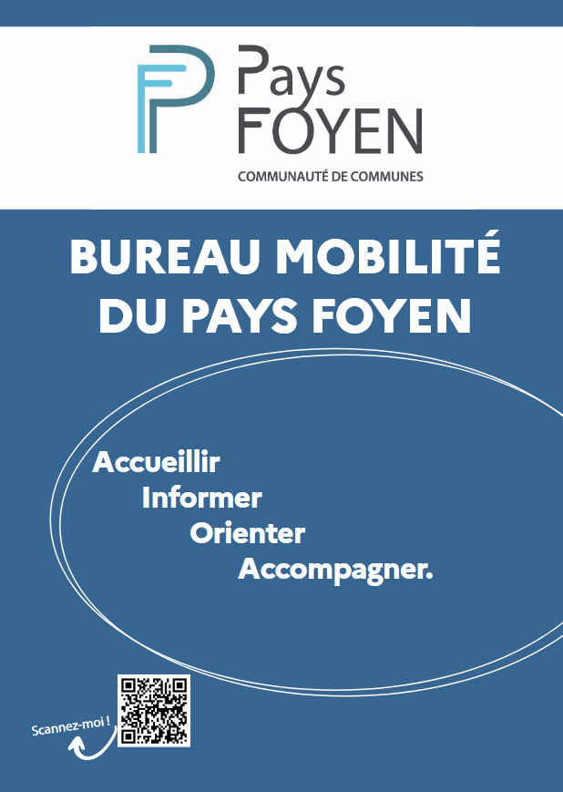 Illustration avec le logo de la CdC du Pays Foyen et la mention Bureau mobilité