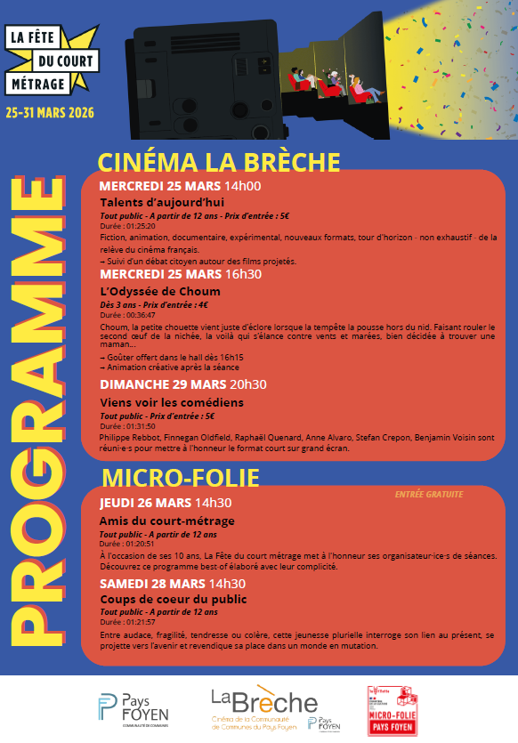 programme reprenant le visuel national sur fond bleu foncé avec illustration représentant un cinéma avec spectateurs