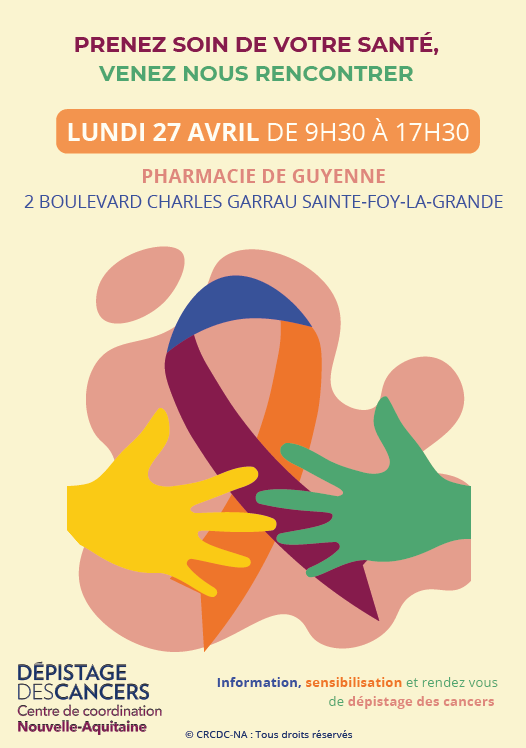 Affiche avec symbole lutte cancer et des mains