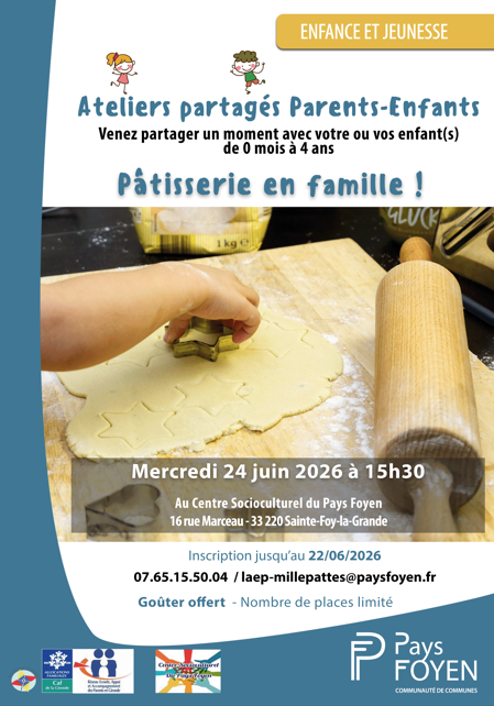affiche LAEP atelier partagé avec mains d'enfants qui cuisinent