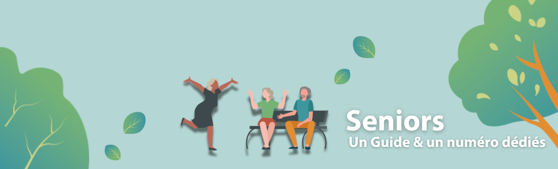 Illustration avec trois seniors sur un banc dans la nature