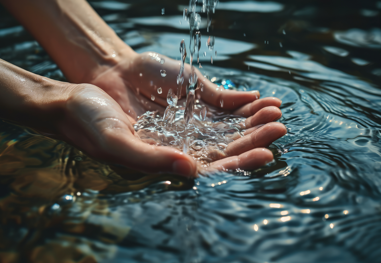 mains qui sont dnas de l'eau