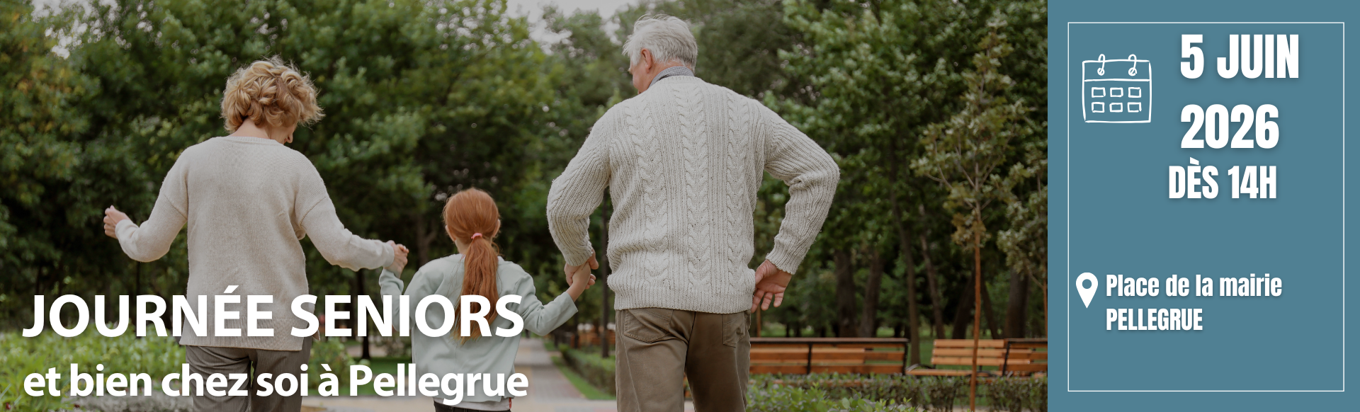 deux grands parents de dos avec petite fille