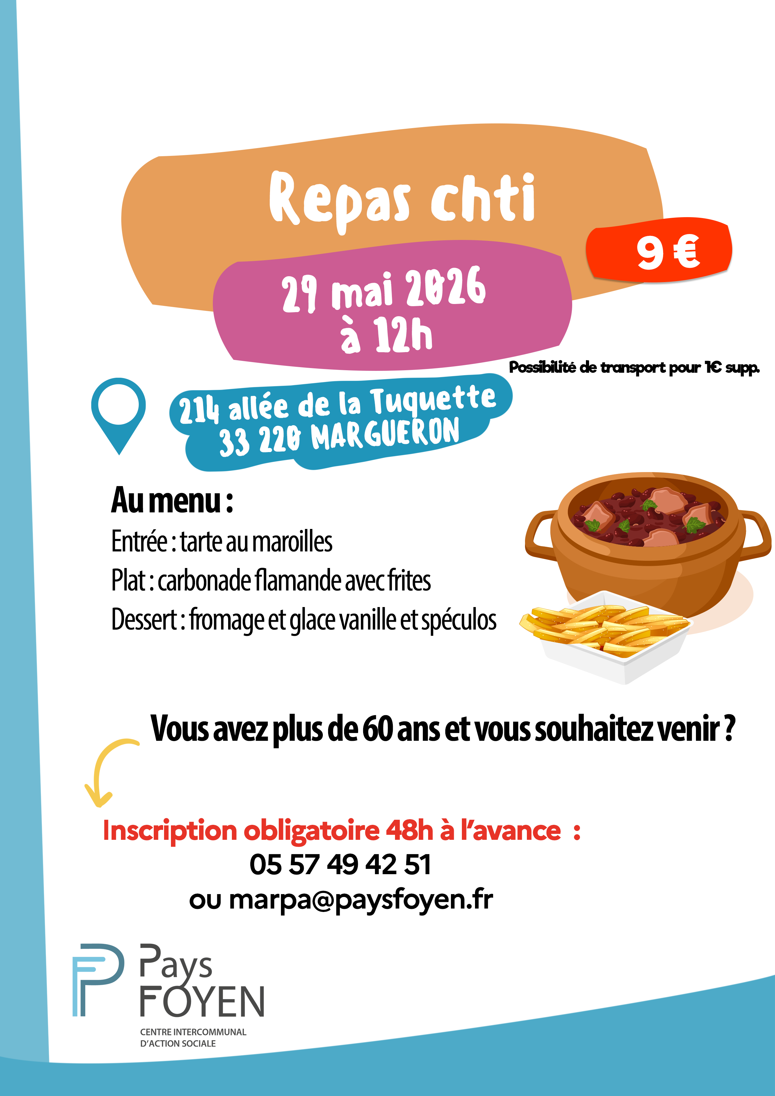 Affiche pour les repas de la MARPA