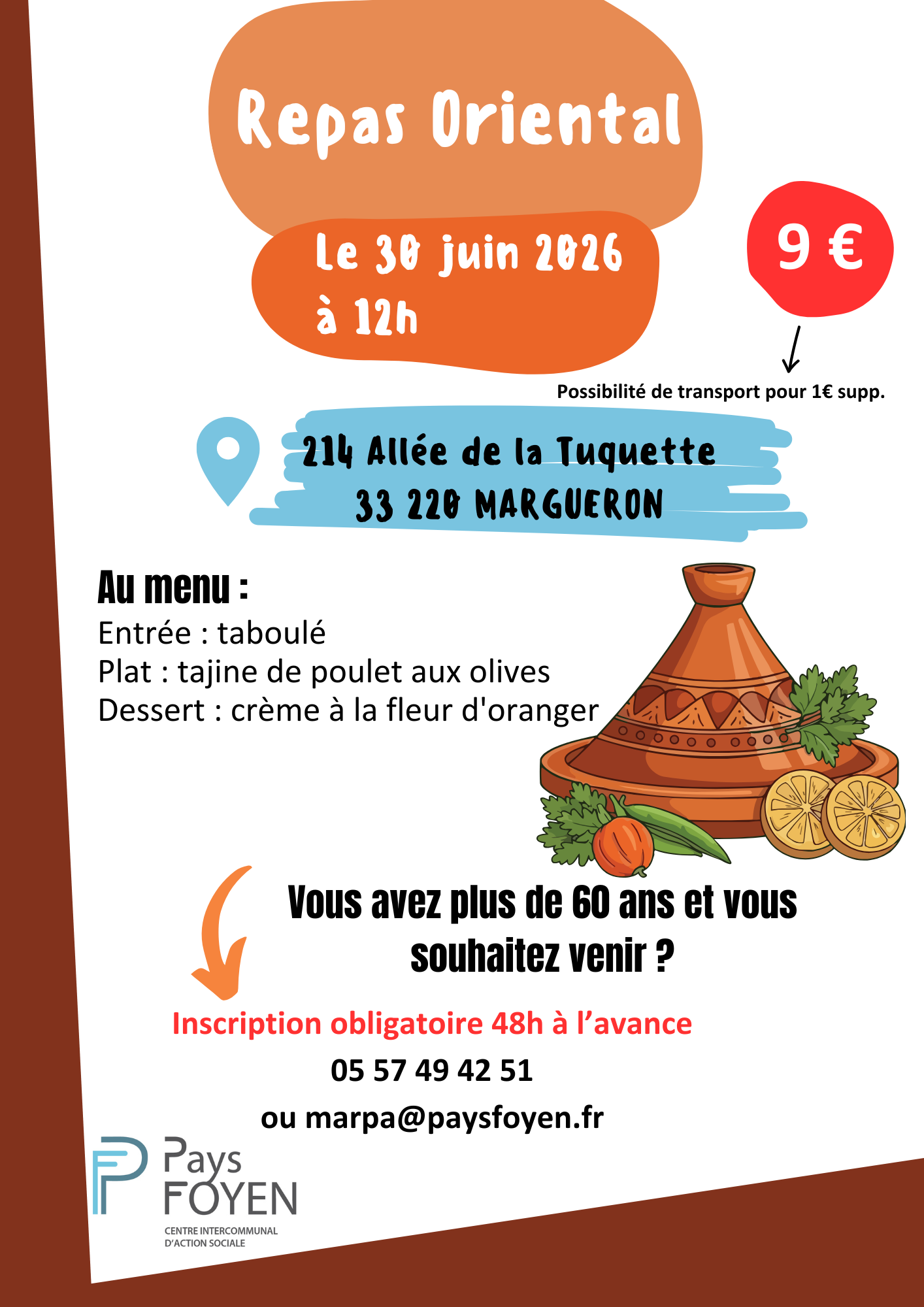 Affiche pour les repas de la MARPA